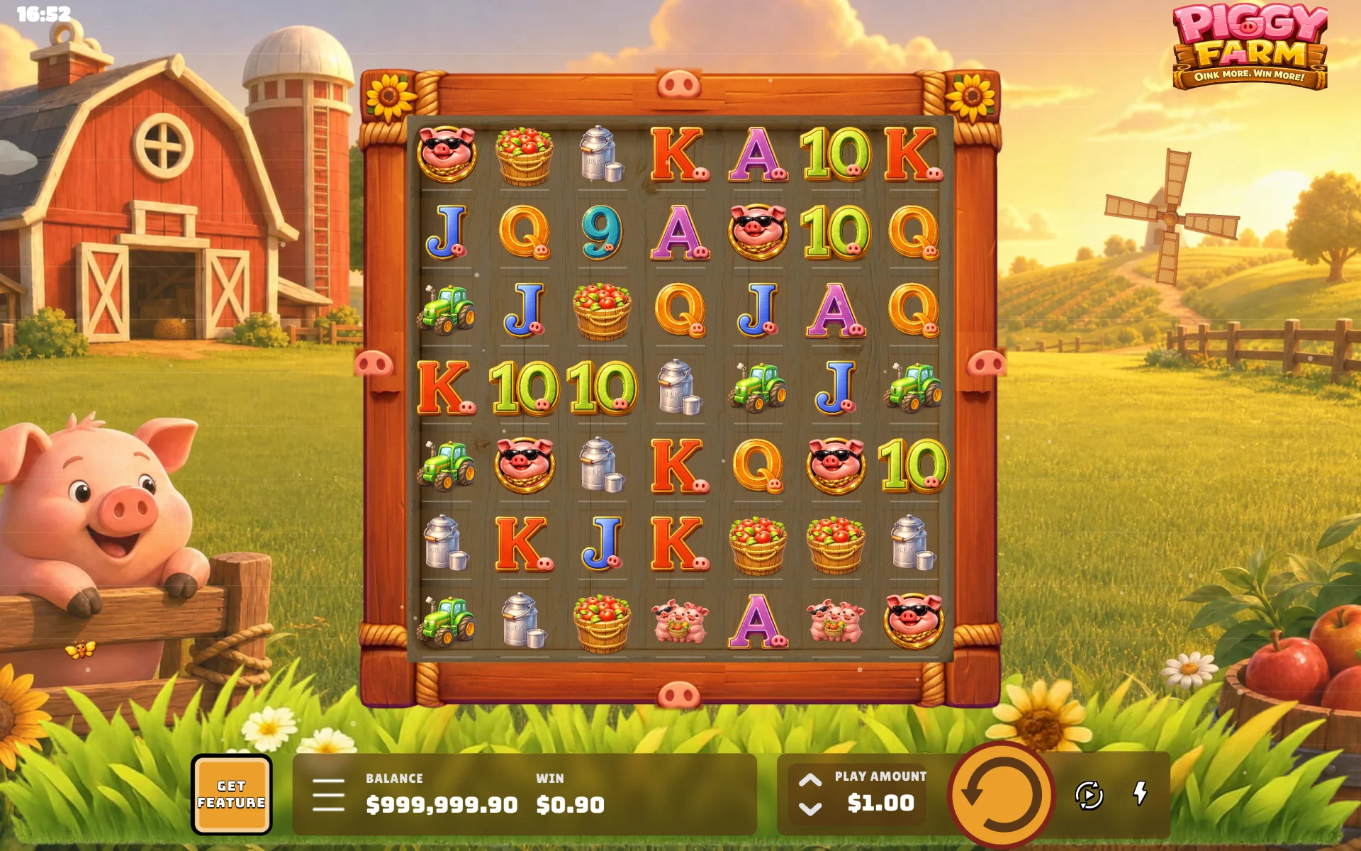 Piggy Farm mid-round, desktop